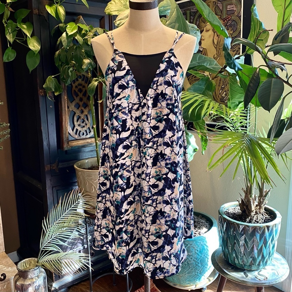 Anthropologie mesh bib shift dress